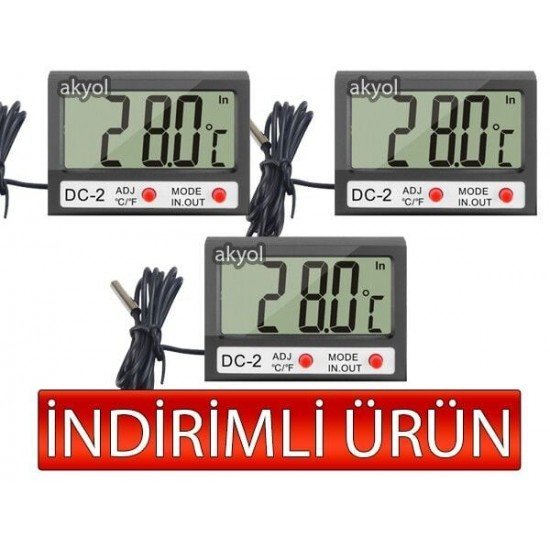 OEM DC-2 Mini Kablolu İç-Dış Termometre Saat (3´ lü Paket)