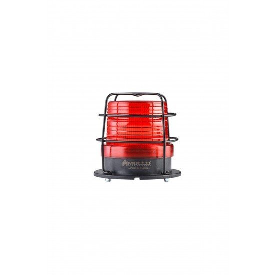 MUCCO SNT-920-B-KFS-1 90 Çap 5 Işık Modu 10 Melodili Smd Ledli 85-250v Ac/dc Buzzerlı Kafesli Kırmızı Tepe Lambası