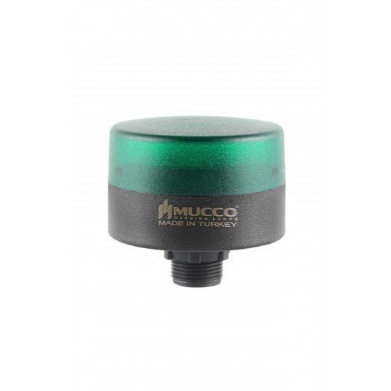 MUCCO SNT-MS715-S-2 70 Çap Sabit Buzzerlı 24v/dc Mini Somun Bağlantılı Yeşil Tepe Lambası