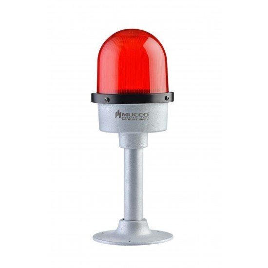 MUCCO SNT-U125-DT1-12 Çap 125 Tek Kollu Tabana Montaj Flaşör Uçak Ikaz Lambası 12v/dc