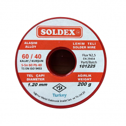 Soldex 1.20 mm 200 g Lehim Teli 60/40 Kalay Kurşun Flux %2.5