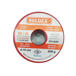 Soldex 0.75 mm 500 g Lehim Teli 60/40 Kalay Kurşun Flux %2.5