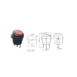 220 Volt Yuvarlak Işıklı Anahtar Su Geçirmez