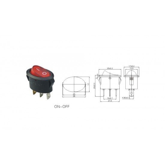 Oval Işıklı Anahtar ON-OFF 3P