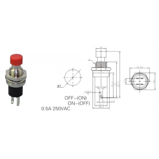 Buton Ø7mm PBS-105