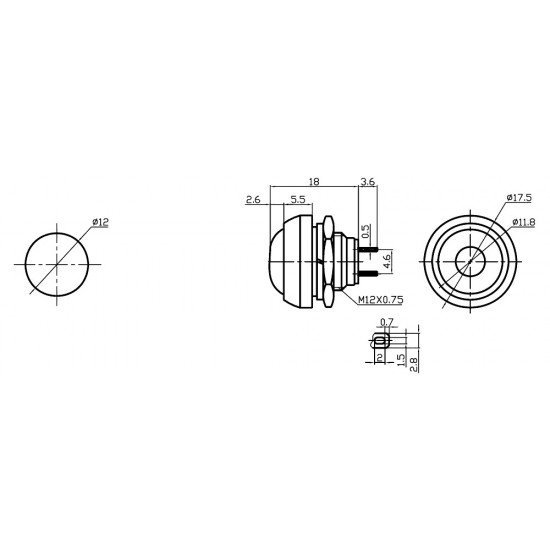 Buton Ø12mm PBS33B