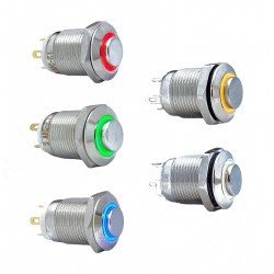 12MM YAYLI LEDLİ METAL BUTON - 1NO - IP67