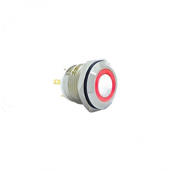E34 16MM METAL BUTON YAYLI 12-24V KIRMIZI LED 1NO