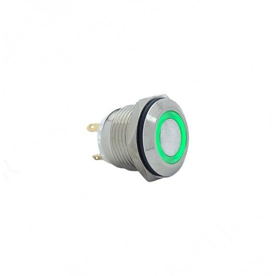 E35 16MM METAL BUTON YAYLI 12-24V YEŞİL LED 1NO