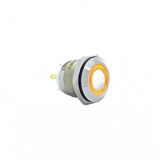 E38 16MM METAL BUTON YAYLI 12-24V TURUNCU LED 1NO
