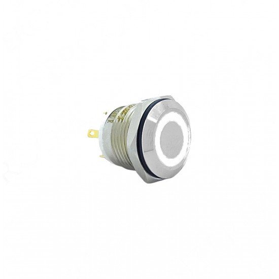 E39 16MM METAL BUTON YAYLI 12-24V BEYAZ LED 1NO