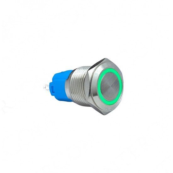 E35-1 16MM METAL BUTON YAYLI 12-24V YEŞİL LED 1NO/1NC