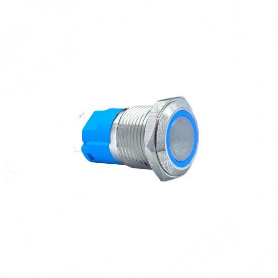 E36-1 16MM METAL BUTON YAYLI 12-24V MAVİ LED 1NO/1NC