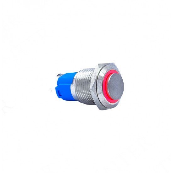 E19 16MM METAL BUTON KALICILI 12-24V KIRMIZI LED 1NO/1NC
