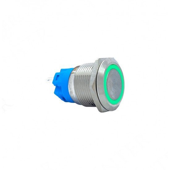 E58 19MM METAL BUTON YAYLI 12-24V YEŞİL LED 1NO/1NC