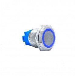 E57 19MM METAL BUTON YAYLI 12-24V MAVİ LED 1NO/1NC
