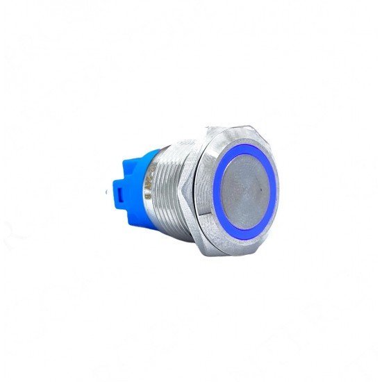 E2 19MM METAL BUTON KALICILI 12-24V MAVİ LED 1NO/1NC