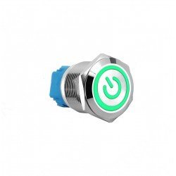 E3T 19MM METAL BUTON KALICILI 12-24V YEŞİL LED 1NO/1NC