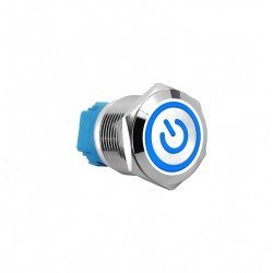 E2T 19MM METAL BUTON KALICILI 12-24V MAVİ LED 1NO/1NC