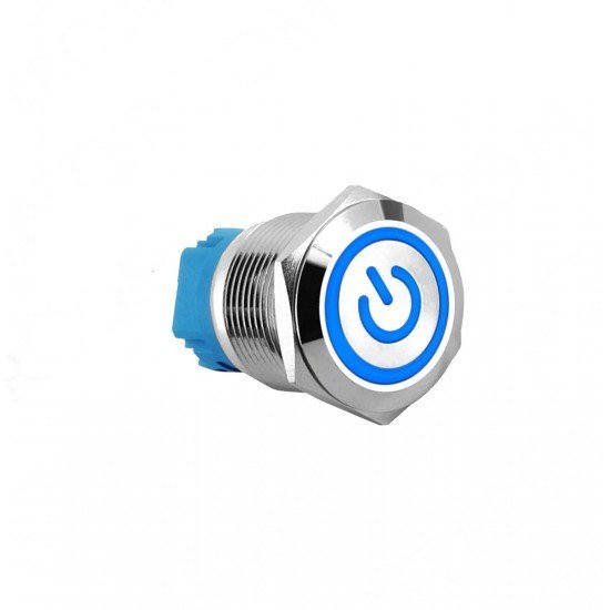 E2T 19MM METAL BUTON KALICILI 12-24V MAVİ LED 1NO/1NC