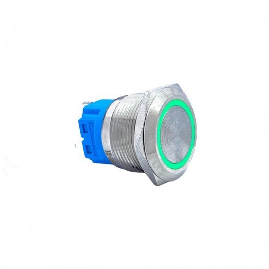 E70 22MM METAL BUTON YAYLI 12-24V YEŞİL LED 1NO/1NC