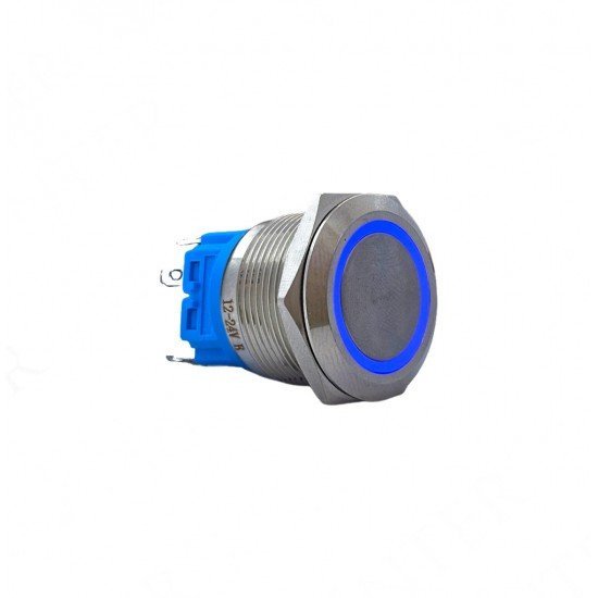 E71 22MM METAL BUTON YAYLI 12-24V MAVİ LED 1NO/1NC