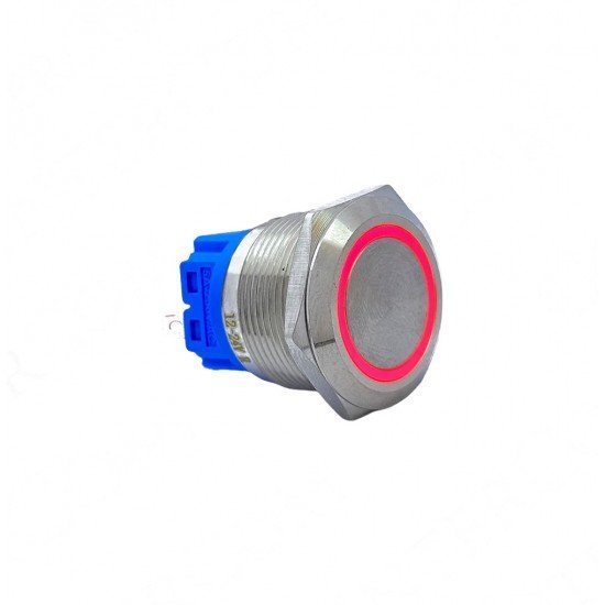 E72 22MM METAL BUTON KALICILI 12-24V KIRMIZI LED 1NO/1NC