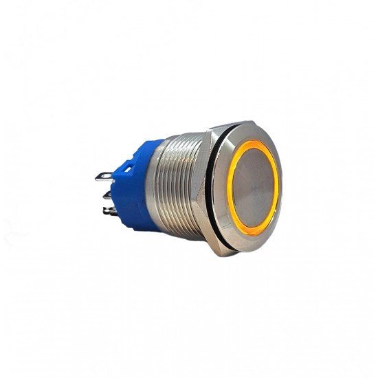 E76 22MM METAL BUTON KALICILI 12-24V TURUNCU LED 1NO/1NC