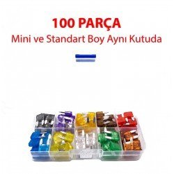 Kutulu Mini & Standart Karışık Oto Bıçak Sigorta Seti 100 Parça