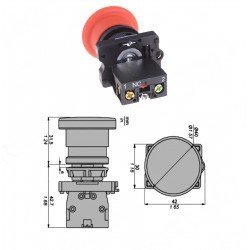 LAY5-ES542 22mm Acil-Stop Bas-Çevir 40mm