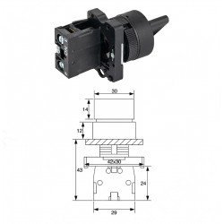 LAY5-ED41 22mm Kısa Mandal 0-1 Yaylı (1NO)