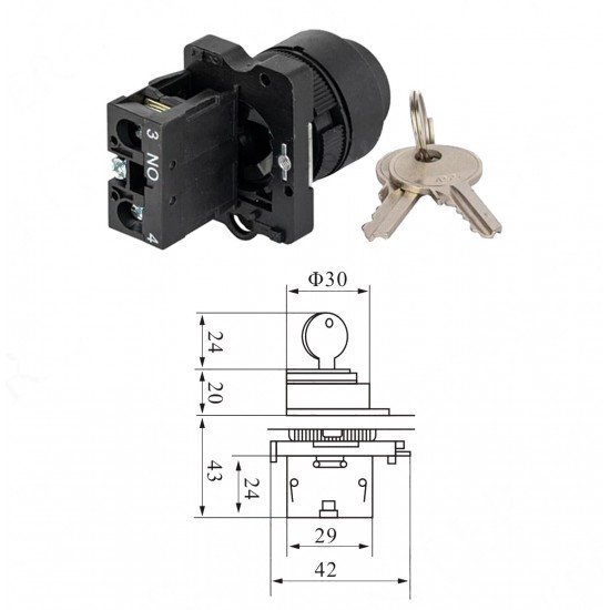 LAY5-EG21 22mm Anahtarlı Kalıcı 0-1 (1NO)