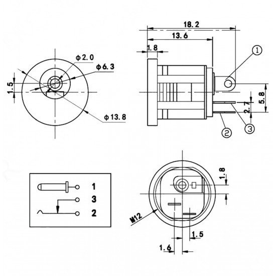 DC Jak 2.1mm Geçmeli Tip