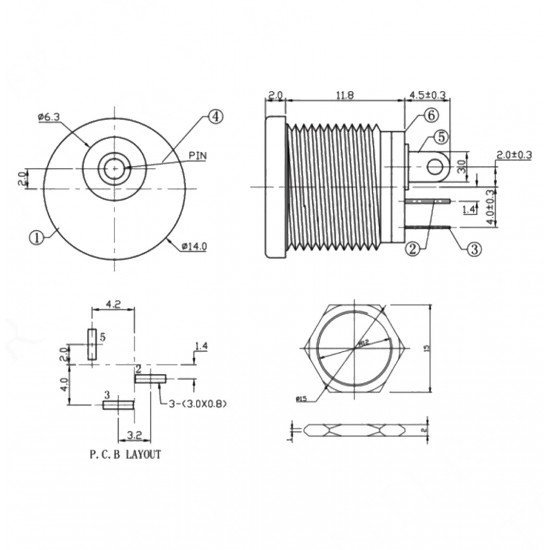 DC Jak 2.5mm Somunlu Ø12mm