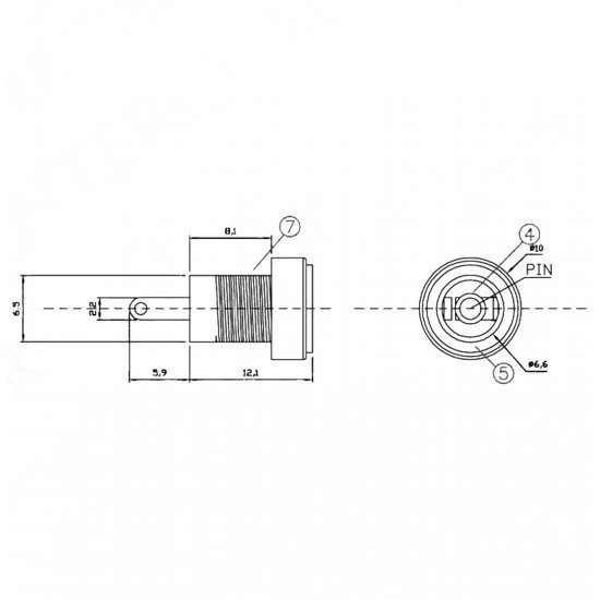 DC Jak 2.1mm Korumalı Ø8mm