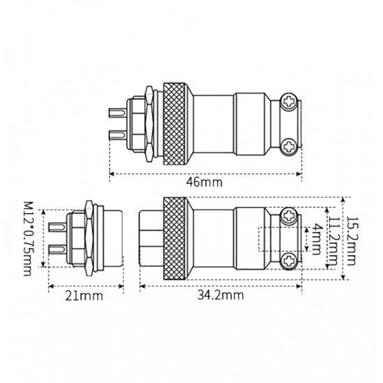 12mm Mayk Fiş Şase Erkek - Seyyar Dişi