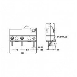 Micro Switch Lehim Bacak Paletsiz IP65 Su Geçirmez
