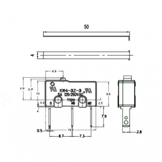 Micro Switch Lehim Uzun Bacak Uzun Paletli KW4-ZDF