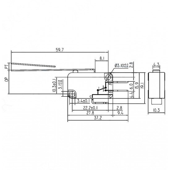 Micro Switch Uzun Paletli 3A