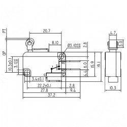 Micro Switch Kısa Makaralı 3A