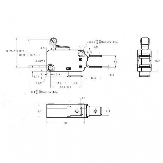 Micro Switch Kısa Makara 16A