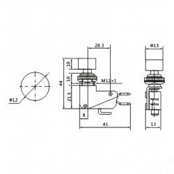 Micro Switch Kırmızı Butonlu Ø12mm