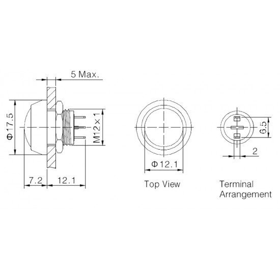 GQ12B-10J-A 12mm Aluminyum/Plastik Yaylı Buton IP65