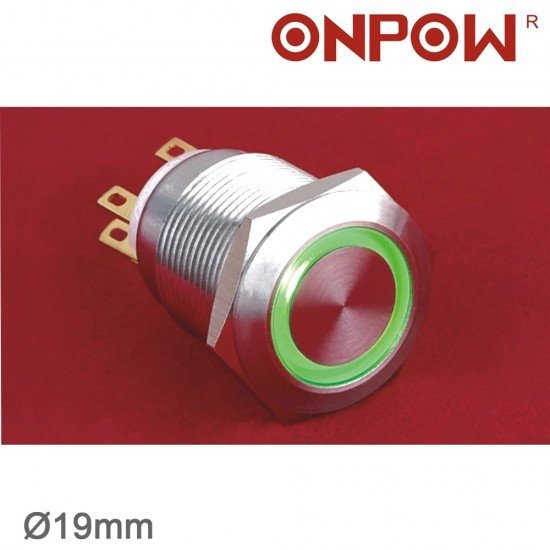 LAS1-GQ-11E 19mm Metal LED'li Buton Yaylı IP67