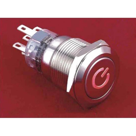 19mm Metal ''POWER'' LED'li Yaylı Buton