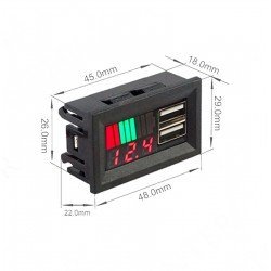 Dijital Voltmetre USB Çıkışlı Akü Göstergeli DC 12v - 3,5amp