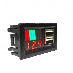 Dijital Voltmetre USB Çıkışlı Akü Göstergeli DC 12v - 3,5amp