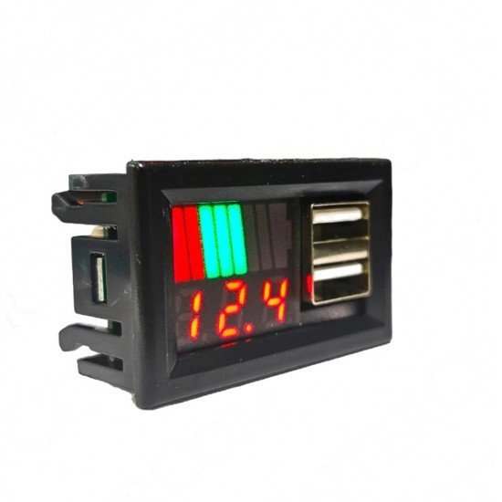 Dijital Voltmetre USB Çıkışlı Akü Göstergeli DC 12v - 3,5amp