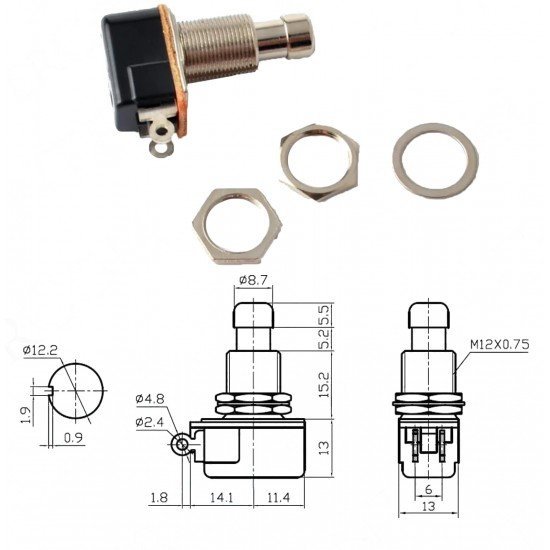 Pedal Switch Yaylı Ø12mm PBS-24B-4SW