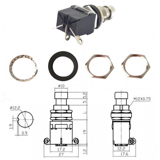 Pedal Switch Kalıcılı 3P Ø12mm PBS-24-102